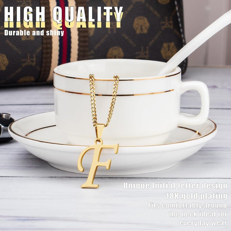 Suweibuke Initial Necklace for Men Women Boys Girls, 18K Gold Plated 26 Letters Pendant Necklace, Personalized Jewelry Gifts - Image 1